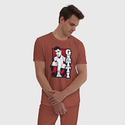 Пижама хлопковая мужская Gatti цвета кирпичный — фото 2