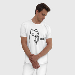 Пижама хлопковая мужская Cat Troll Face, цвет: белый — фото 2