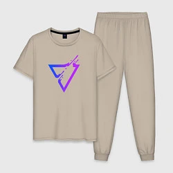 Пижама хлопковая мужская Liquid Triangle, цвет: миндальный