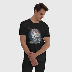 Пижама хлопковая мужская Единорог Rock, цвет: черный — фото 2