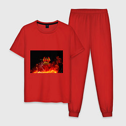 Пижама хлопковая мужская Войска связи, цвет: красный
