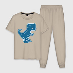 Пижама хлопковая мужская Cyber Dino, цвет: миндальный