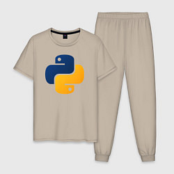 Пижама хлопковая мужская Python, цвет: миндальный