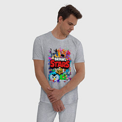 Пижама хлопковая мужская BRAWL STARS, цвет: меланж — фото 2
