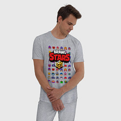 Пижама хлопковая мужская BRAWL STARS, цвет: меланж — фото 2