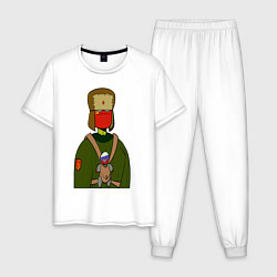Пижама хлопковая мужская СountryHumans - Россия, цвет: белый