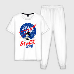 Пижама хлопковая мужская Space trip, цвет: белый