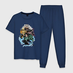 Пижама хлопковая мужская KIMETSU NO YAIBA, цвет: тёмно-синий
