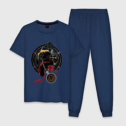 Пижама хлопковая мужская Стальной алхимик, цвет: тёмно-синий