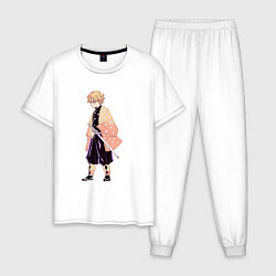Пижама хлопковая мужская KIMETSU NO YAIBA, цвет: белый