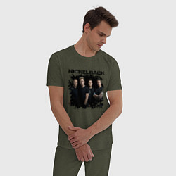 Пижама хлопковая мужская Nickelback, цвет: меланж-хаки — фото 2