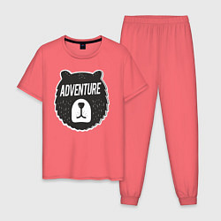 Пижама хлопковая мужская Bear Adventure цвета коралловый — фото 1