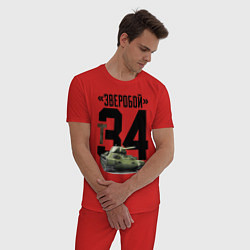 Пижама хлопковая мужская Т-34, цвет: красный — фото 2