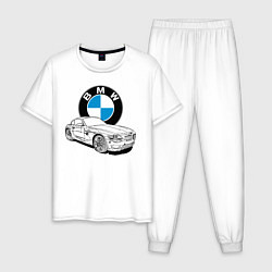 Пижама хлопковая мужская BMW, цвет: белый