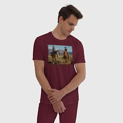 Пижама хлопковая мужская Westworld Landscape, цвет: меланж-бордовый — фото 2