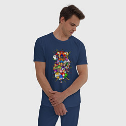 Пижама хлопковая мужская Sonic Pixel Friends, цвет: тёмно-синий — фото 2
