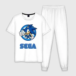 Пижама хлопковая мужская SONIC SEGA, цвет: белый