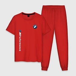 Пижама хлопковая мужская BMW M PERFORMANCE 2020, цвет: красный