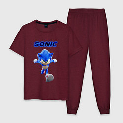 Пижама хлопковая мужская SONIC, цвет: меланж-бордовый