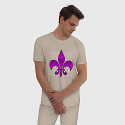 Пижама хлопковая мужская Королевская лилия, цвет: миндальный — фото 2