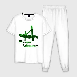 Пижама хлопковая мужская Street Workout Ласточка, цвет: белый