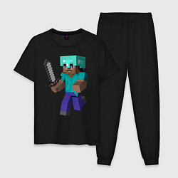 Пижама хлопковая мужская Майнкрафт, цвет: черный