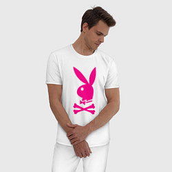 Пижама хлопковая мужская PLAYBOY, цвет: белый — фото 2