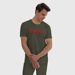 Пижама хлопковая мужская Агата Кристи Лого цвета меланж-хаки — фото 2