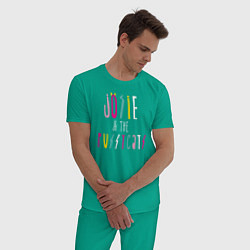 Пижама хлопковая мужская JOSIE & THE PUSSICATS, цвет: зеленый — фото 2