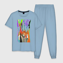Пижама хлопковая мужская Bjork, цвет: мягкое небо