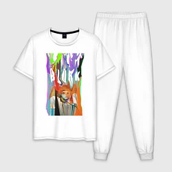 Пижама хлопковая мужская Bjork, цвет: белый