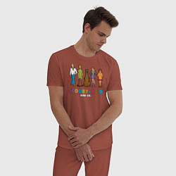Пижама хлопковая мужская Scooby-Doo and Co, цвет: кирпичный — фото 2
