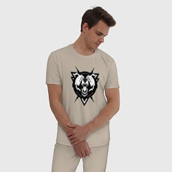 Пижама хлопковая мужская Медведь, цвет: миндальный — фото 2