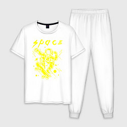 Пижама хлопковая мужская Space, цвет: белый