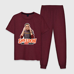 Пижама хлопковая мужская Sheldon, цвет: меланж-бордовый