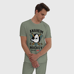 Пижама хлопковая мужская ANAHEIM DUCKS, цвет: авокадо — фото 2