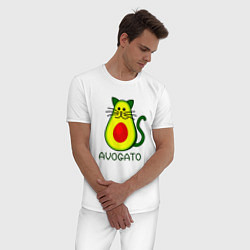 Пижама хлопковая мужская Avokado, цвет: белый — фото 2