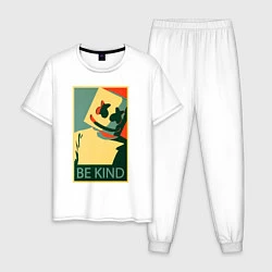 Пижама хлопковая мужская Marshmello - Be Kind, цвет: белый