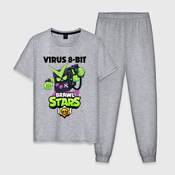 Пижама хлопковая мужская BRAWL STARS VIRUS 8-BIT, цвет: меланж