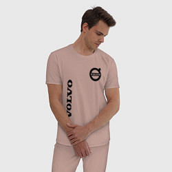 Пижама хлопковая мужская VOLVO, цвет: пыльно-розовый — фото 2