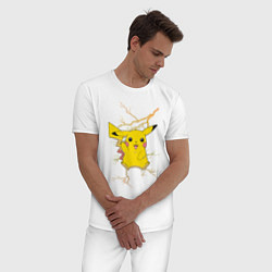 Пижама хлопковая мужская Pikachu, цвет: белый — фото 2
