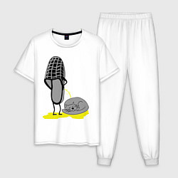 Пижама хлопковая мужская Писающий тапок, цвет: белый