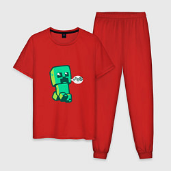 Пижама хлопковая мужская MINERCRAFT CREEPER, цвет: красный