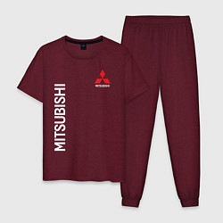 Пижама хлопковая мужская MITSUBISHI, цвет: меланж-бордовый