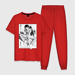 Пижама хлопковая мужская Мисато Кацураги, цвет: красный