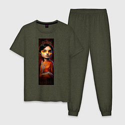 Пижама хлопковая мужская Raj, цвет: меланж-хаки