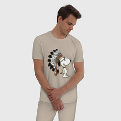 Пижама хлопковая мужская Snoopy, цвет: миндальный — фото 2