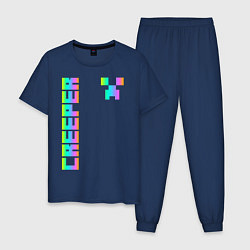 Пижама хлопковая мужская MINECRAFT CREEPER, цвет: тёмно-синий