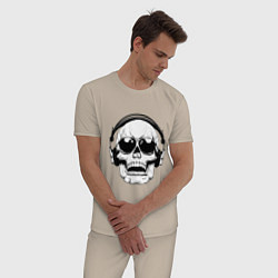 Пижама хлопковая мужская Skull Music lover, цвет: миндальный — фото 2