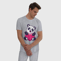 Пижама хлопковая мужская Панда love, цвет: меланж — фото 2